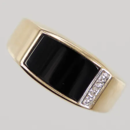 Ring med svart sten och diamant ca 1x0,05ct stl:20½, nagg, 18K,  Vikt: 6,6 g