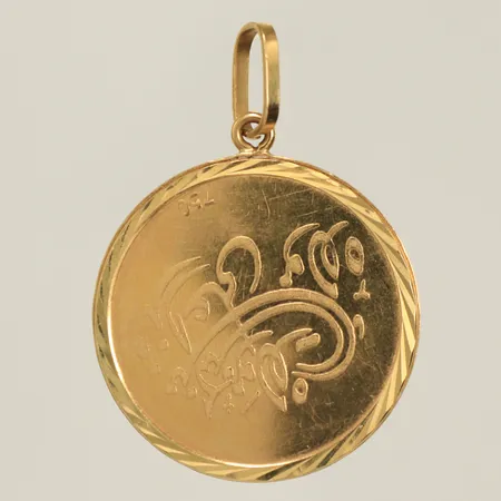 Hänge ihåligt längd 39mm bredd 2-27mm, 18K, 5,6g 