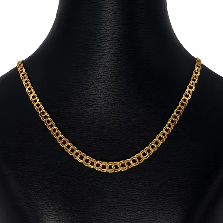 Halskedja Bismarck, 18K guld, doserad modell, Hallberg Guldvarufabrik Ab (SMH), Köping, svensk kontrollstämpel, längd knäppt 45,0 cm, bredd 4 - 6,5 mm, fint skick Vikt: 13,7 g