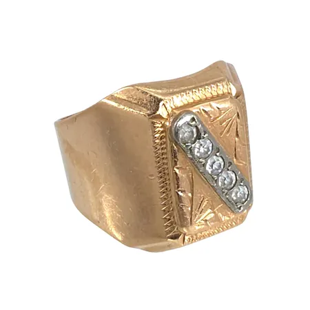 Klackring, 14K guld, vita stenar, defekt Vikt: 6,6 g