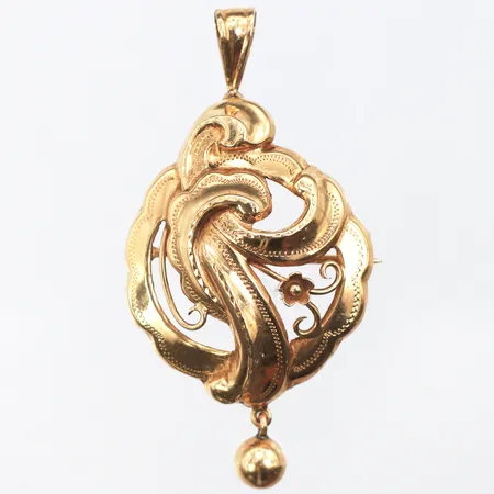 Brosch/hänge allmogestil.höjd ca 40 mm,18k. Vikt: 2,8 g