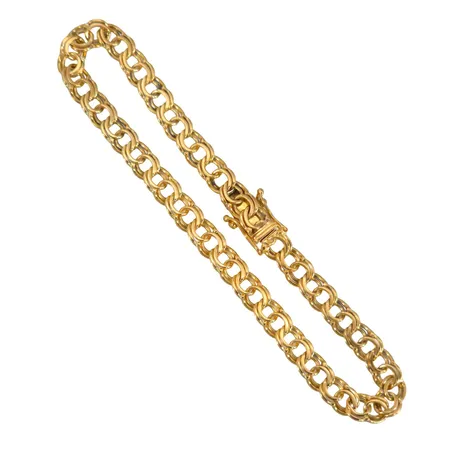 Armband Bismarck, 18K guld, N S E Guldvaru Aktiebolag, Köping, svensk kontrollstämpel, längd knäppt 19,5 cm, bredd 5 mm, fint skick Vikt: 10,5 g