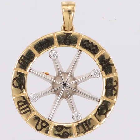 Hänge vita stenar längd 30mm, bredd 23,8mm, 14K  Vikt: 5,6 g