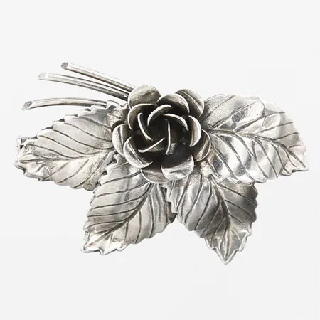 Brosch blomma Pinco Förening UPA år 1954, längd 53mm, bredd 27mm, silver 830/1000 Vikt: 6,9 g