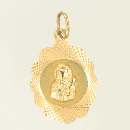 Hänge / berlock madonna med barn, 16x13mm exkl ögla, 14K 0,9g 