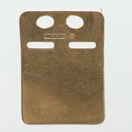 Hänge namnbricka, längd 23,3mm, bredd 17mm, gravyr, 18K  Vikt: 1,4 g