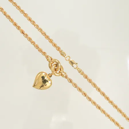 Halscollier cordell med hjärta, längd 45cm, bredd 3-30mm, 18K, 9,5g Vikt: 9,5 g