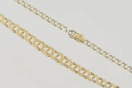 Halskedja bismark längd 45,5 cm bredd 1,8-2,4 mm 18K  Vikt: 14 g