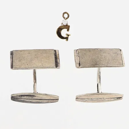 Manschettknappar 13x18mm, Hänge med sten saknar ögla, silver 830/1000 Vikt: 6,4 g