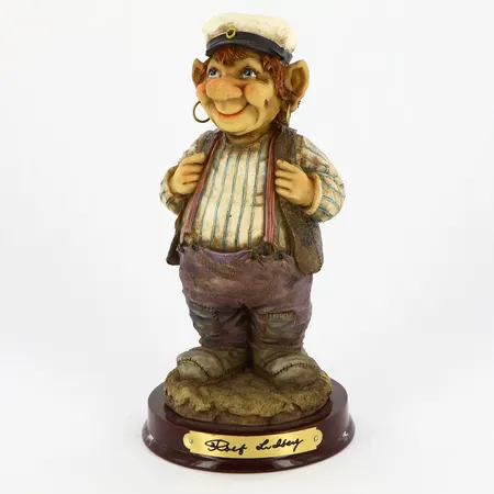 Figurin/ljusstake Rolf Lidberg höjd 18cm, begränsad upplaga 1790/9000, träsockel, originallåda. 