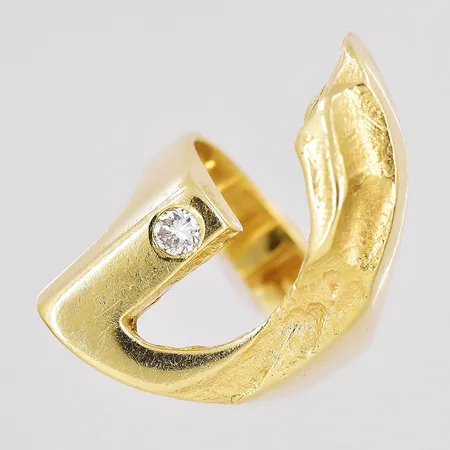 Ring diamant ca 0,08ct stl:16¾ bredd ovandel 26mm 14K Vikt: 7,5 g