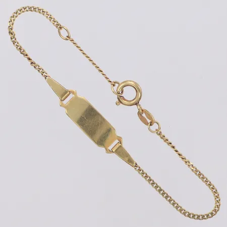 Armband med namnbricka, längd 14cm, bredd 1,3-5,6mm, 8K Vikt: 1,4 g