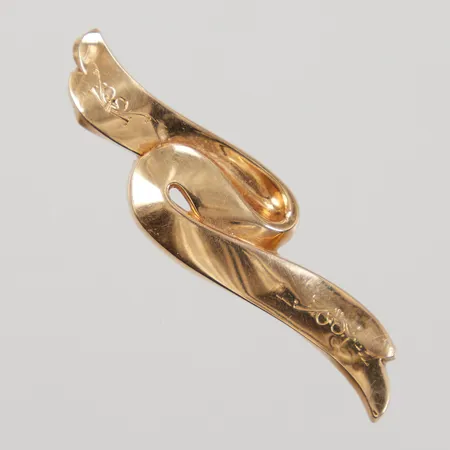 Brosch ca 49x14mm, större spricka, ostämplad, 18K,  Vikt: 2 g