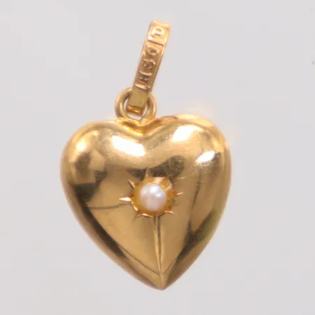 Hänge hjärta med pärla Ø2,3mm, längd 18,2mm, bredd 10,8mm, 18K Vikt: 0,8 g