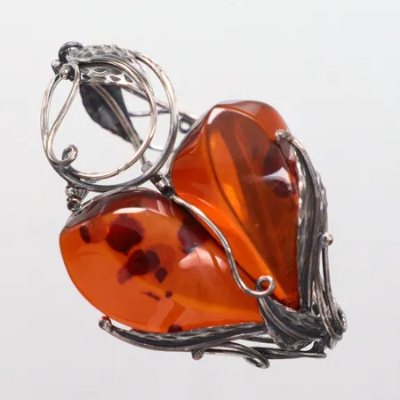 Stelt öppningsbart armband bärnsten  silver 925/1000  Vikt: 34,3 g