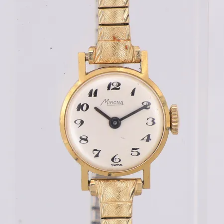 Armbandsur Mirona 16mm, manuell, 18K med metallband