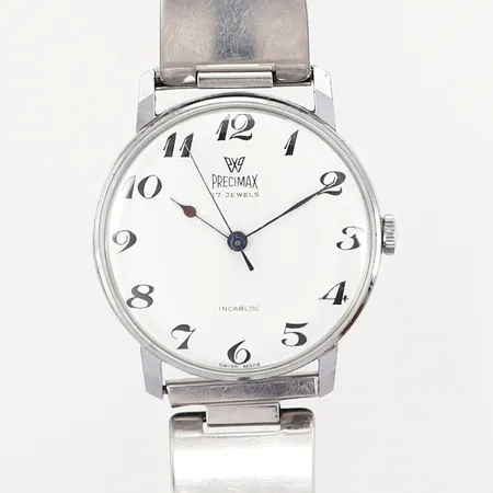 Herrur Precimax Ø34mm manuell, stål, boett nr: 8202, kort länk ca. 15cm, inga övriga tillbehör