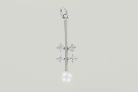 Hänge med pärla/stenar längd 3,5 cm silver 835/1000 Vikt: 1,3 g