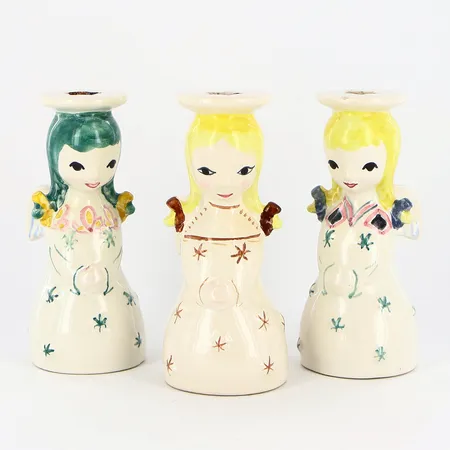 3 Ljusstakar keramik Nymölle Danmark, höjd ca 12cm Skickas med paket.