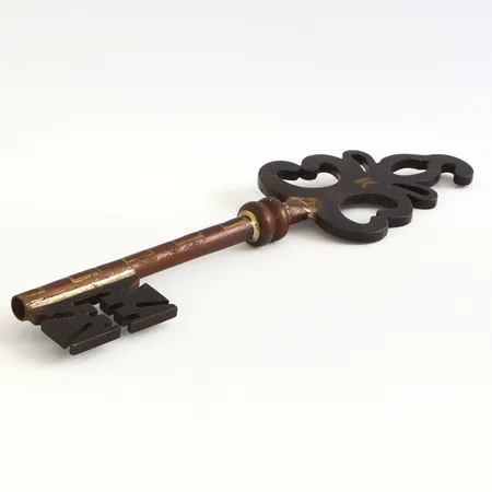 Dekorationsnyckel  bemålat järn/mässing, 36cm  Skickas med paket.