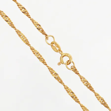 Kedja Singapore 39,5cm bredd: 2mm, mindre skevheter på länk, 21K Vikt: 5,4 g