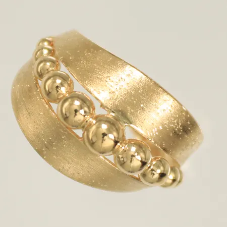 Ring med kulor, stl 18½ bredd 3-15mm, 14K 4,6g 