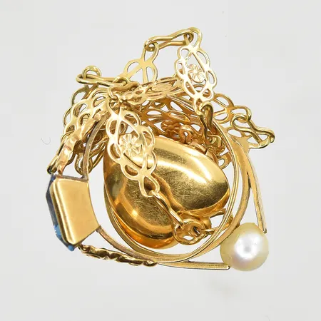 Diverse defekt guld med stenar, 18K. Vikt: 8,6 g