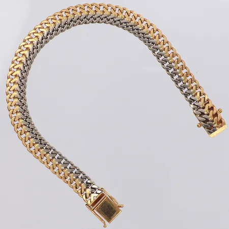 Armband Fiskben längd 18,5cm, bredd 9mm, tvåfärgat, Jo-Ans Guld, 18K Vikt: 25,3 g