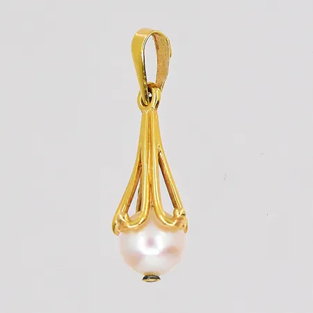 Hänge med pärla längd 24mm bredd 9mm 18K Vikt: 1,6 g