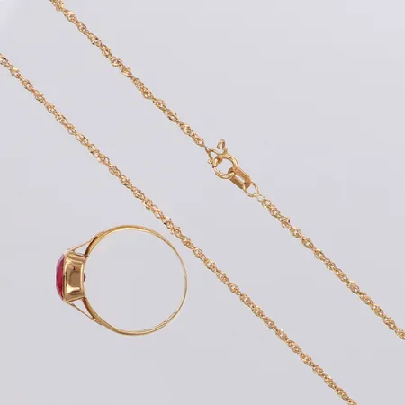 Ring kedja, sten, gravyr, defekt, 18K  Vikt: 4,2 g