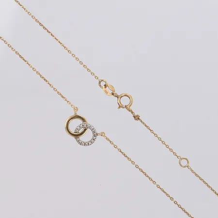 Kedja Ankar integrerat hänge med diamanter 15x ca 0,005ct 8/8-slipade, längd 43-45,5cm, bredd 7,3mm, knut, GHA, 18K  Vikt: 1,8 g