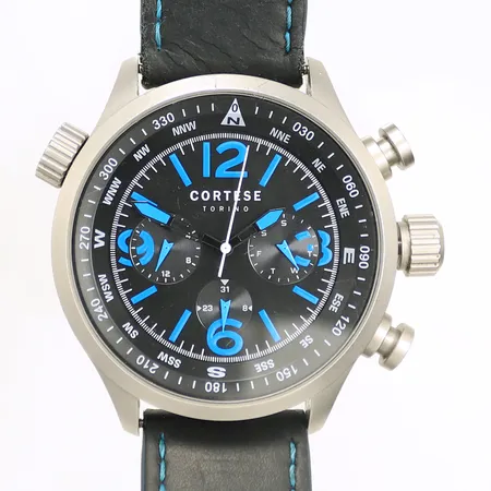 Herrur Cortese Torino Ø48mm med läderarmband, Quartz.  Skickas med paket.