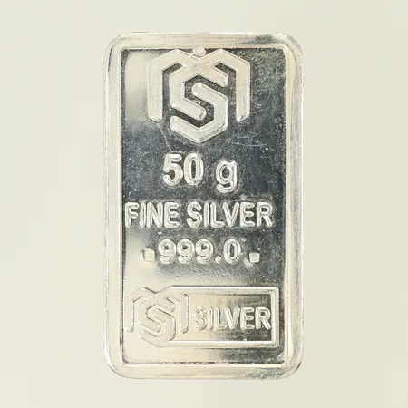 Silvertacka mått ca 47mm bredd 27mm tjocklek 4mm, borrhål, silver 999 50g 