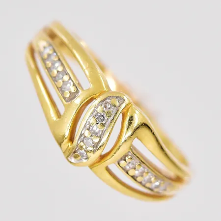 Ring diamanter 0,10ctv enligt gravyr stl:18¾ Guldfynd graverad 18K Vikt: 3,8 g