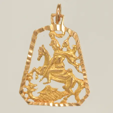 Hänge motiv någon dräper en drake, 20x19mm exkl ögla, 18K 1,9g Vikt: 1,9 g