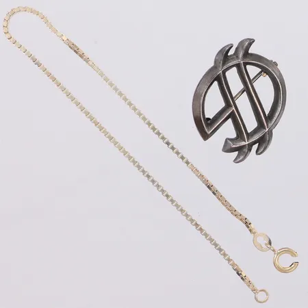 1 Armband, Venezia, 1 Brosch, defekt, gravyr 830/1000 silver Vikt: 8,9 g