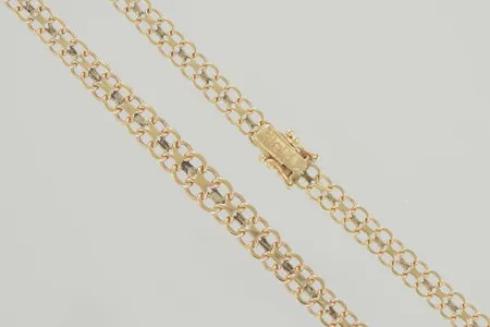 Halskedja X-länk längd 42 cm bredd 5-6,5 mm 18K Vikt: 12,4 g