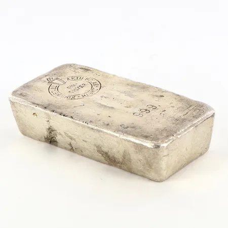 Silvertacka, Ädelmetall Aktiebolag Malmö, silver 999/1000 Vikt: 1000 g