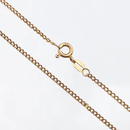 Collier,någon ojämnhet,längd ca 50 cm,bredd ca 1.6 mm,18k. Vikt: 4,5 g