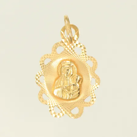 Hänge / berlock madonna med barn, 17x12mm exkl ögla, 14K 0,9g 