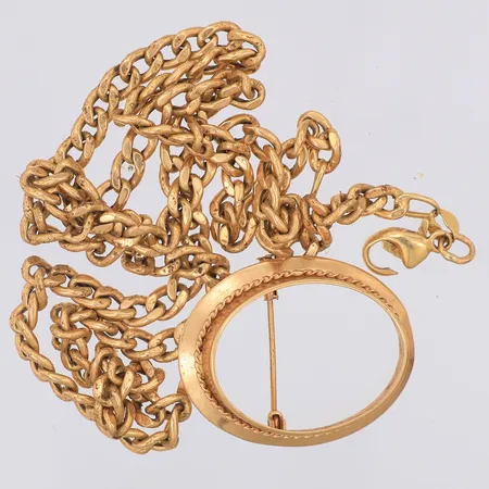 Kedja ihålig pansar med defekt lås, Guldram till hänge/brosch, 18K Vikt: 16,1 g