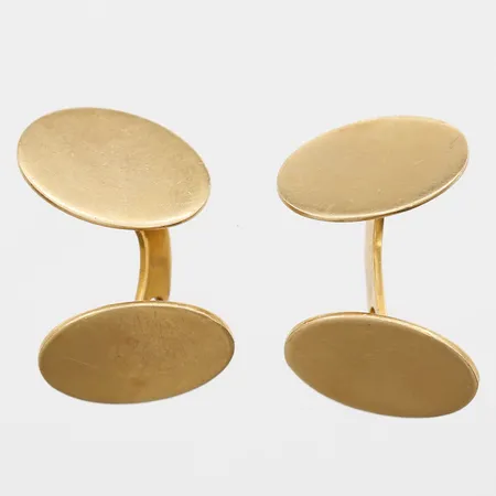 Manschettknappar längd 12mm, bredd 8mm,  Guldvaruaktiebolaget G. Dahlgren & Co Ab, en skev, repor, 18K  Vikt: 6,8 g