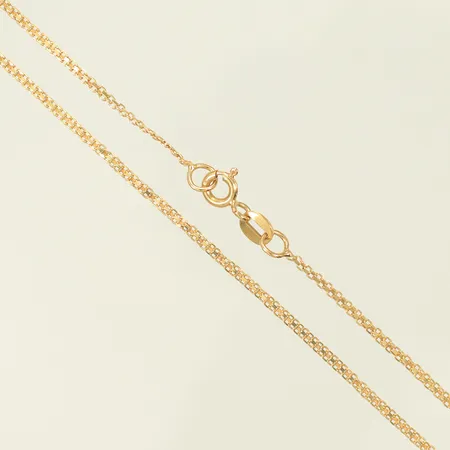 Halskedja X-länk längd 41cm bredd 1,5mm, ojämna delar & lagad vid låsöglorna, 18K 2,2g 