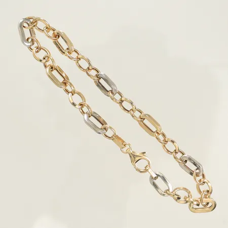 Armband tvåfärgat längd 19,5cm, bredd 5mm, 14K, 3,9g Vikt: 3,9 g