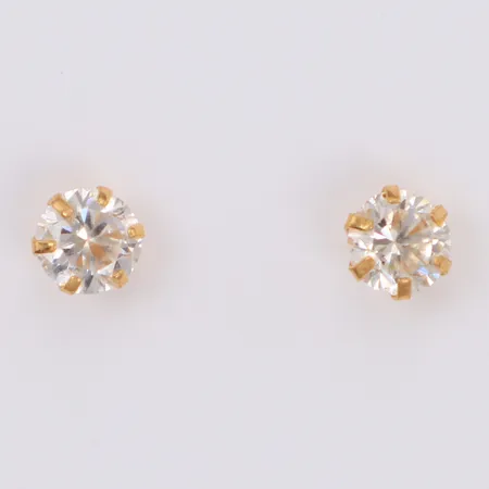 Örhängen med vita stenar, Ø5,0mm, snurrebussar saknas, 18K Vikt: 0,7 g