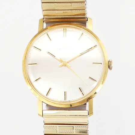 Herrur Certina Ø34mm manuell 18K i boett, flexlänk i metall, gravyr, inga övriga tillbehör