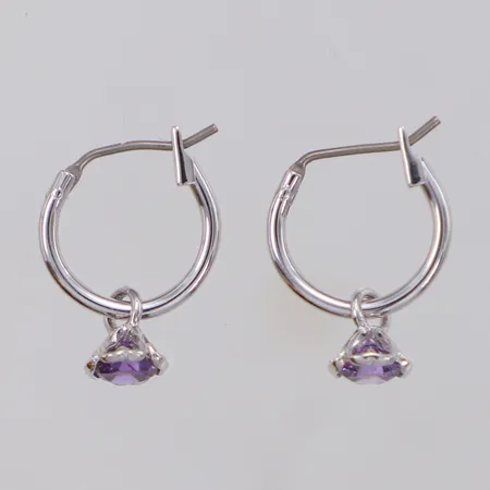 Örhängen med lila stenar Swarovski, längd 18,5mm, bredd 6,0mm,  vitmetall, originalask