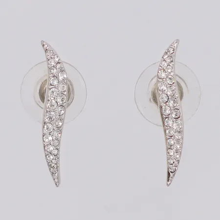 Ett par örhängen med vita stenar längd 25mm, vitmetall, Swarovski originalask