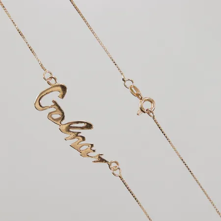 Kedja med integrerat hänge 42,5cm, bredd 0,8-13,6mm, skadad länk, nästan av, utländska stämplar, 18K,  Vikt: 4,2 g