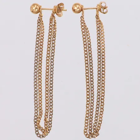 Örhängen med kedjor, längd 50mm, tvåfärgade, 18K Vikt: 3,3 g